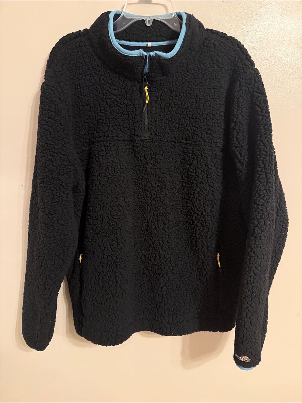 Chubbies High Pile Sherpa Fleece Quarter Zip Pullover Pockets Black Men’s Sz XL